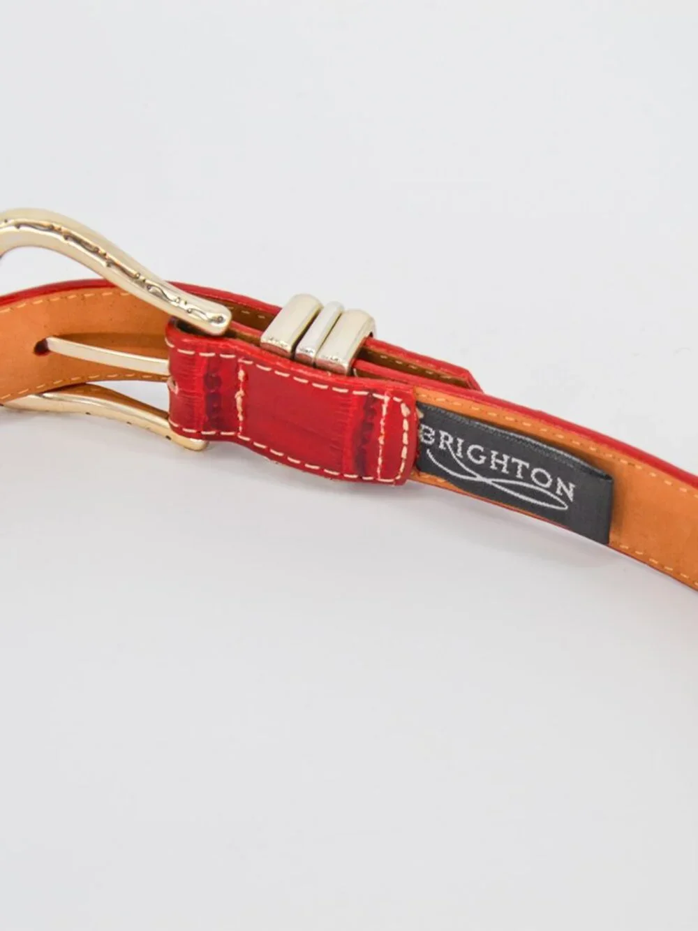 Brighton Faux Croc Embossed Slim Skinny Belt Red Small 28
